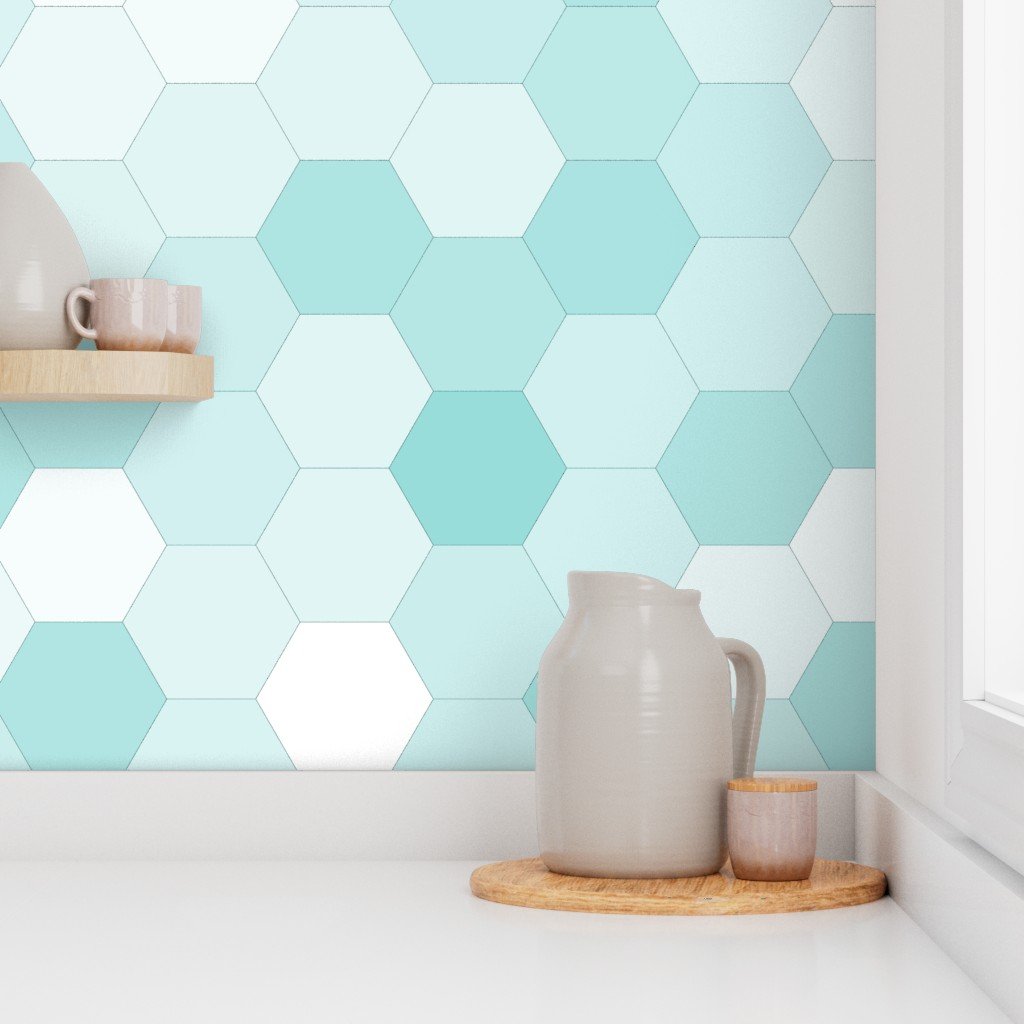 Hexagonal Aqua Teal Honeycomb Pattern Wallpaper