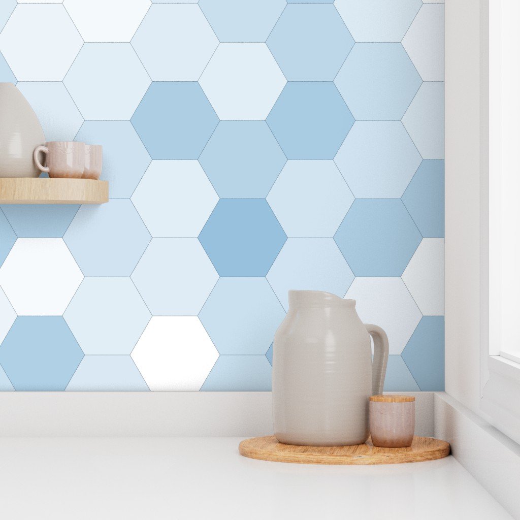 Hexagonal Blue Serenity Honeycomb Pattern Wallpaper