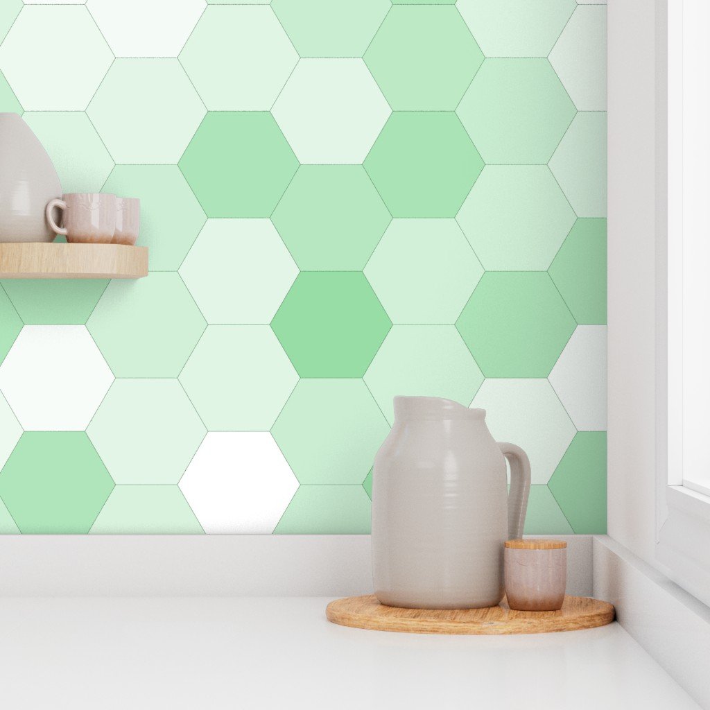 Hexagonal Mint Delight Honeycomb Pattern Wallpaper