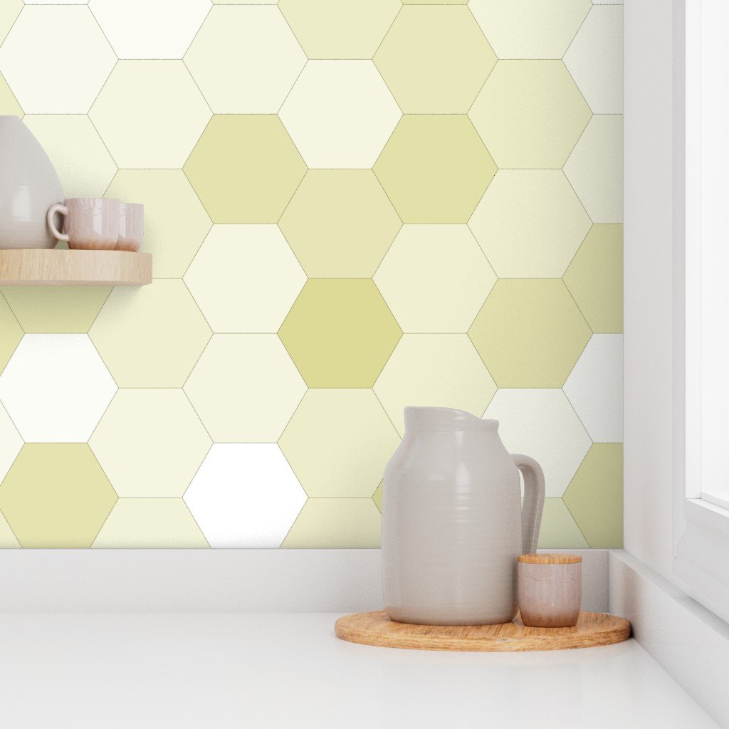 Hexagonal Yellow Radiance Honeycomb Pattern Wallpaper