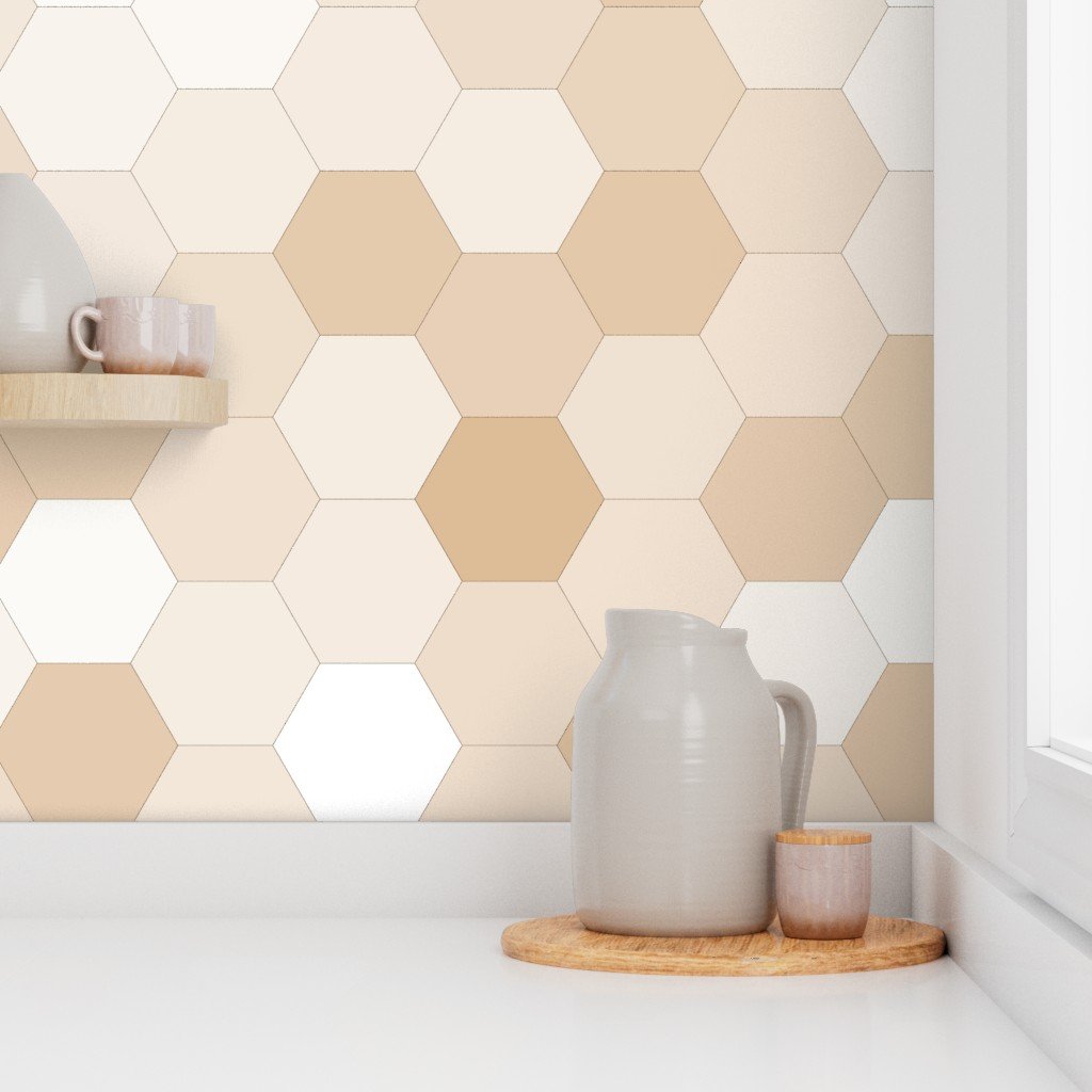 Hexagonal Beige Elegance Honeycomb Pattern Wallpaper