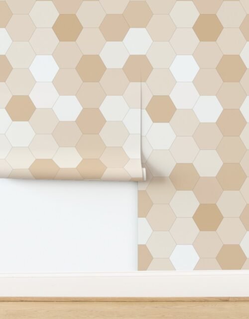 Hexagonal Beige Elegance Honeycomb Pattern Wallpaper