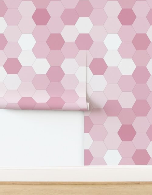 Hexagonal Pink Romance Honeycomb Pattern Wallpaper