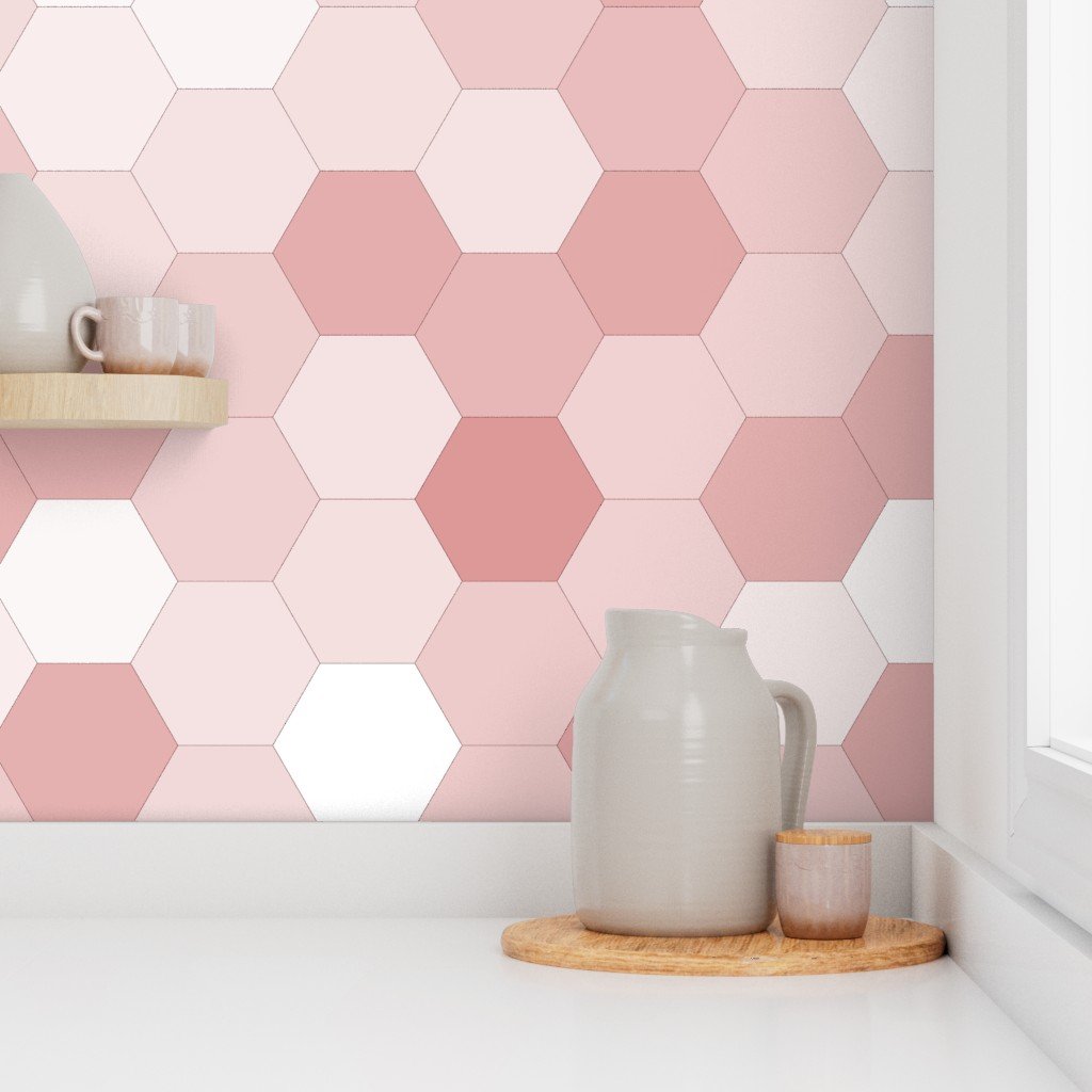 Hexagonal Blush Delight Honeycomb Pattern Wallpaper