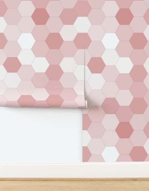 Hexagonal Blush Delight Honeycomb Pattern Wallpaper