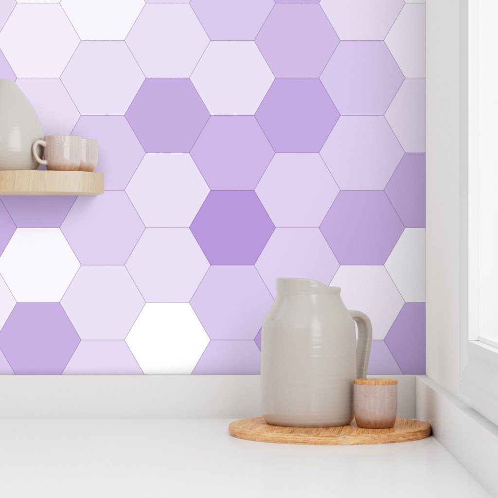 Hexagonal Lavender Harmony Honeycomb Pattern Wallpaper