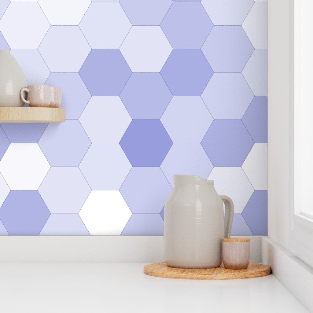 Hexagonal Periwinkle Serenity Honeycomb Pattern Wallpaper