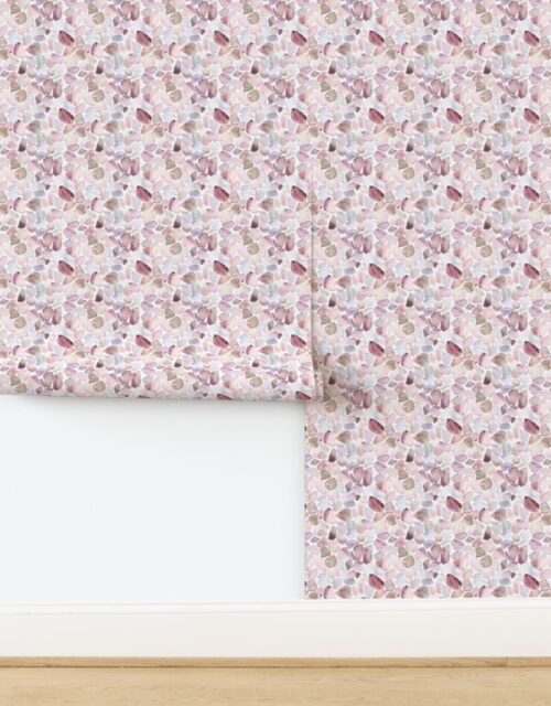 Soft Pink and Mauve Shards of Tumbled and Scattered Watercolor Seaglass Wallpaper