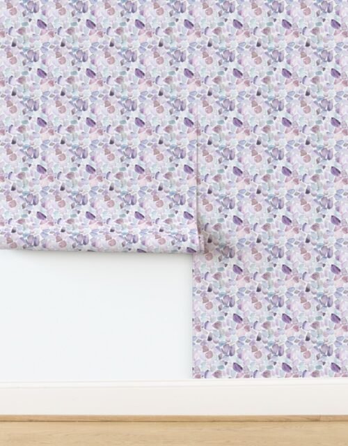 Lavender and Lilac Shards of Tumbled and Scattered Watercolor Seaglass Wallpaper