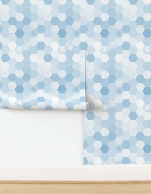 Small Hexagonal Blue Serenity Honeycomb Quilt Pattern Wallpaper