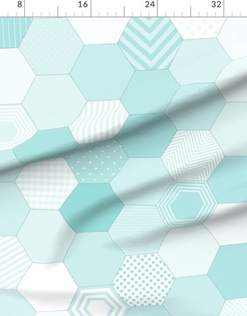 Large Hexagonal Aqua Teal Honeycomb Quilt Pattern