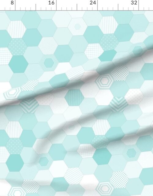 Small Hexagonal Aqua Teal Honeycomb Quilt Pattern