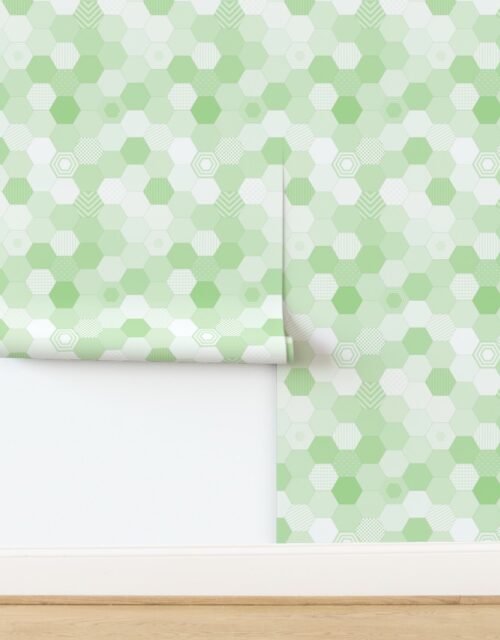 Small Hexagonal Green Freshness Honeycomb Quilt Pattern Wallpaper