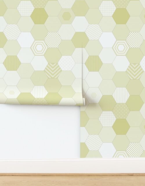 Large Hexagonal Yellow Radiance Honeycomb Pattern Quilt Pattern Wallpaper