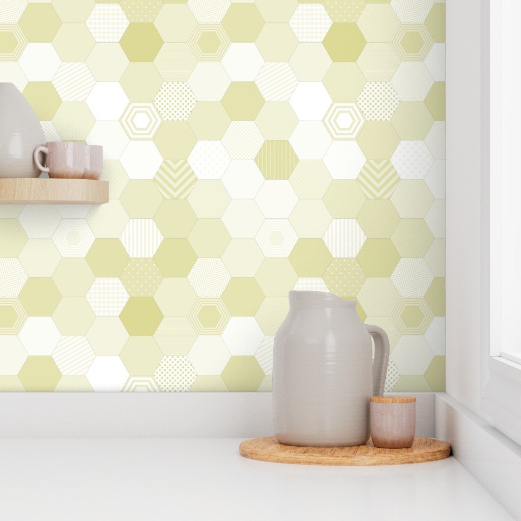 Small Hexagonal Yellow Radiance Honeycomb Pattern Quilt Pattern Wallpaper