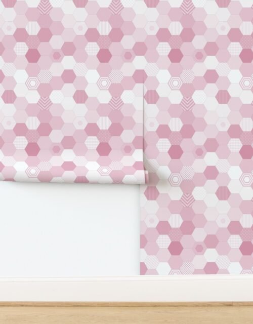 Large Hexagonal Pink Romance Honeycomb Pattern Quilt Pattern Wallpaper