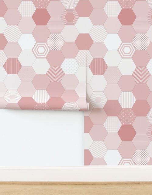 Large Hexagonal Blush Delight Honeycomb Pattern Wallpaper