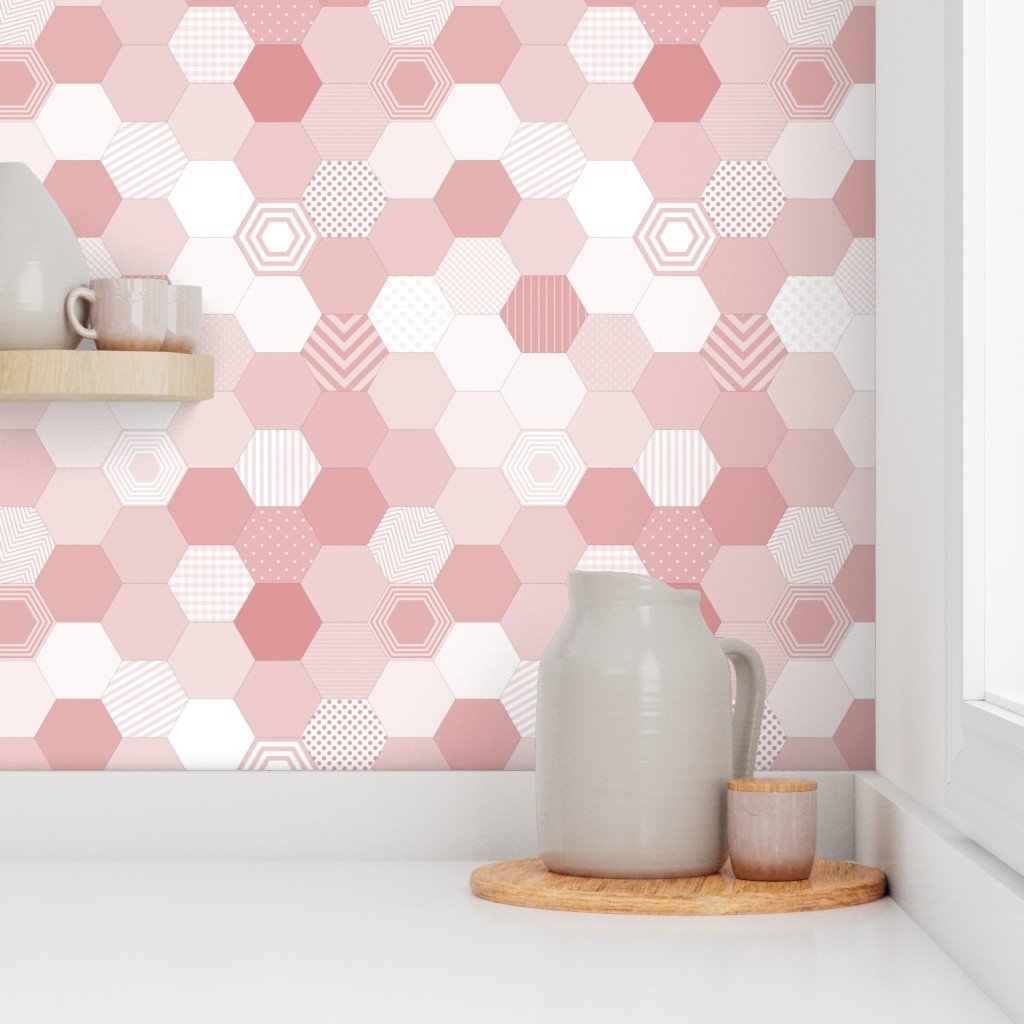 Small Hexagonal Blush Delight Honeycomb Pattern Wallpaper