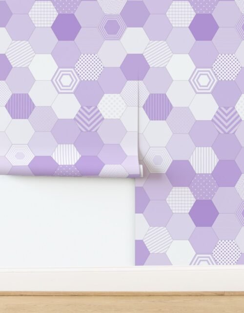 Large Hexagonal Lavender Harmony Honeycomb Pattern Wallpaper