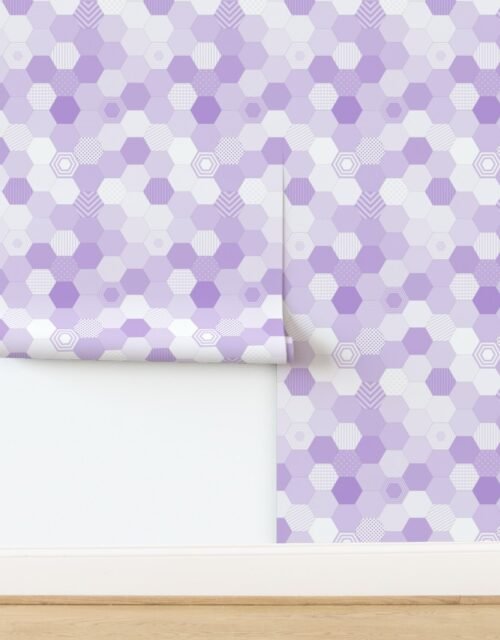 Small Hexagonal Lavender Harmony Honeycomb Pattern Wallpaper