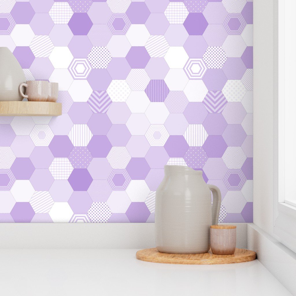 Small Hexagonal Lavender Harmony Honeycomb Pattern Wallpaper