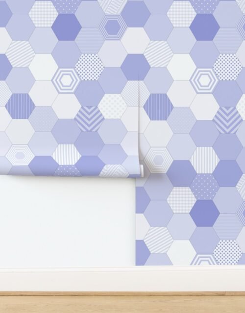 Large Hexagonal Periwinkle Serenity Honeycomb Pattern Wallpaper
