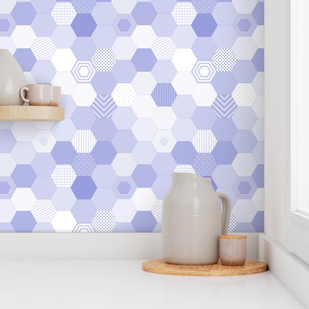 Small Hexagonal Periwinkle Serenity Honeycomb Pattern Wallpaper