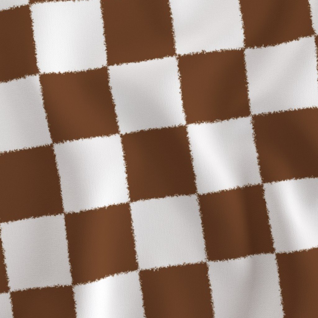 Fabric in Saddle Brown and White Tumble Edged Checkerboard Wilderness Series Nature’s Fabric