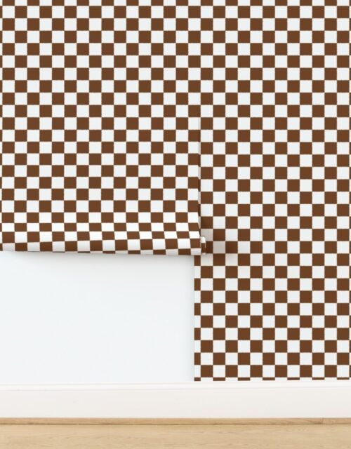 Saddle Brown and White Tumble Edged Checkerboard Wilderness Series Nature's Wallpaper