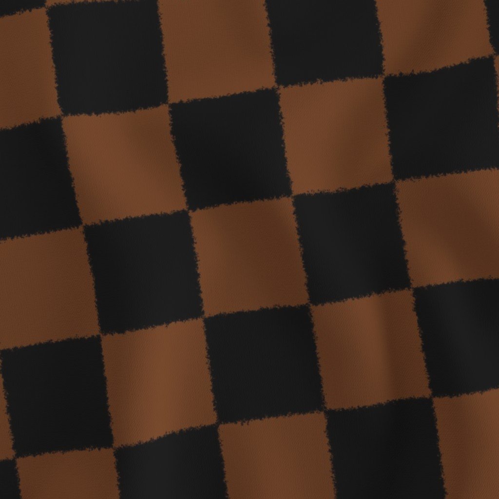 Fabric in Saddle Brown and Black Tumble Edged Checkerboard Wilderness Series Nature’s Fabric