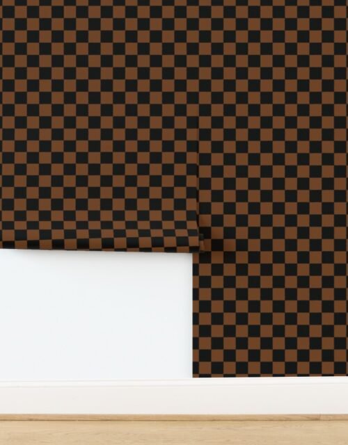 Saddle Brown and Black Tumble Edged Checkerboard Wilderness Series Nature's Wallpaper