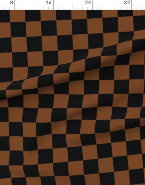 Fabric in Saddle Brown and Black Tumble Edged Checkerboard Wilderness Series Nature's Fabric