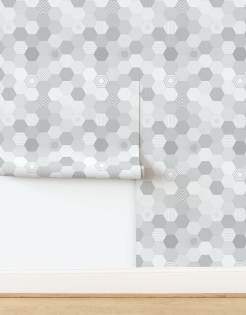 Small Hexagonal Grayscale Honeycomb Pattern Wallpaper
