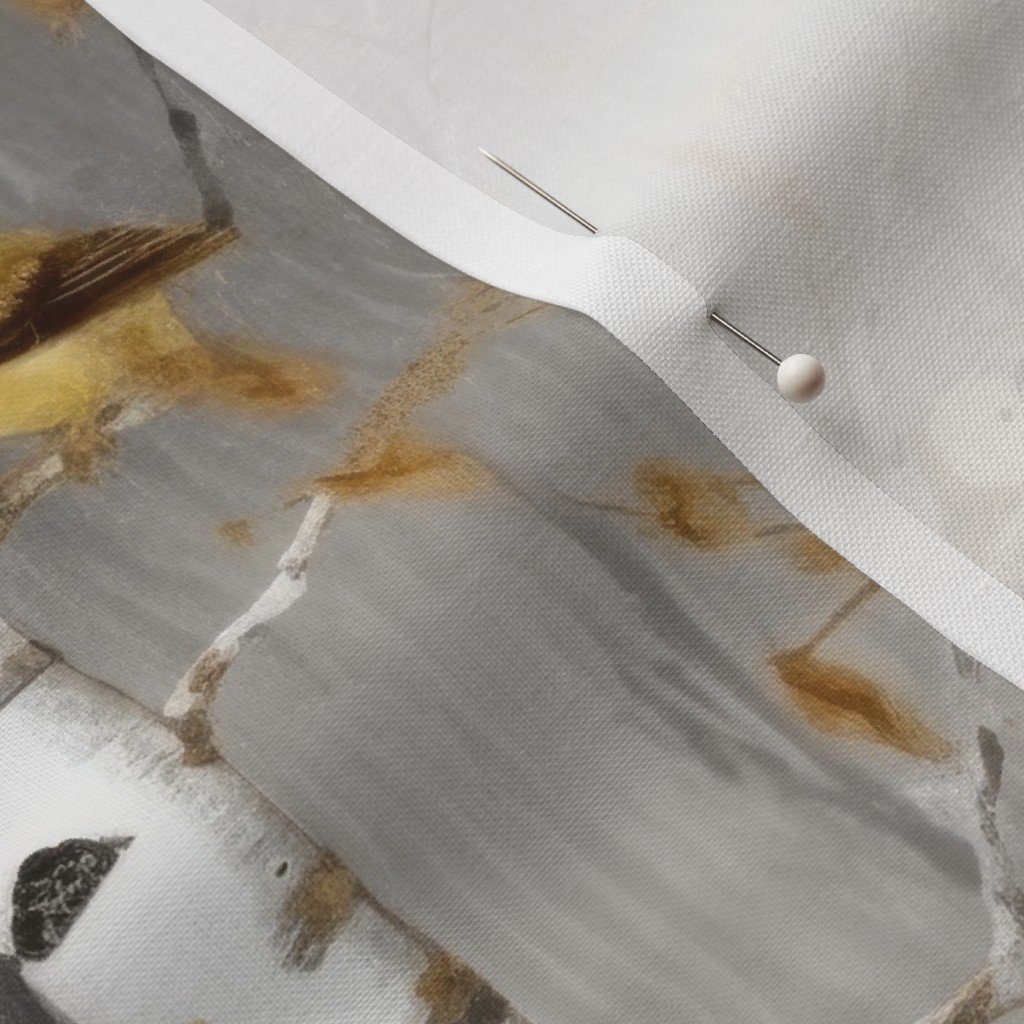 Fabric in Christmas Birch Trees in Winter with Yellow and Orange Birds Perched Fabric Fabric in Christmas Birch Trees in Winter with Yellow and Orange Birds Perched Fabric - Image 3