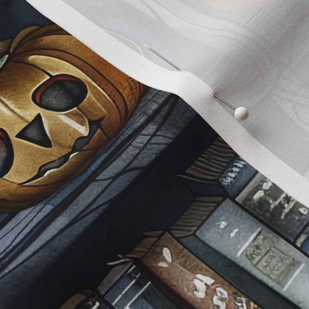 Fabric in Dark Halloween Bookcase with Jack-O’-Lanterns and Spooky Books Fabric Fabric in Dark Halloween Bookcase with Jack-O'-Lanterns and Spooky Books Fabric - Image 3
