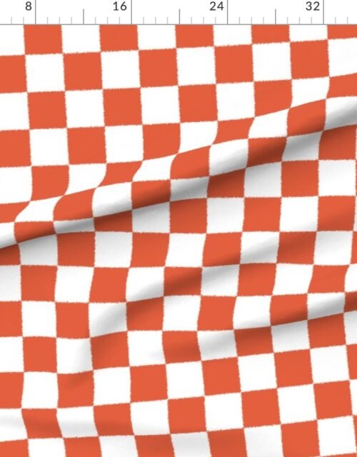 Tumble Edged Nectarine Orange and White Checkerboard Squares