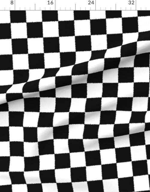 Fabric in Tumble Edged Grimy Black and White Checkerboard Squares Fabric
