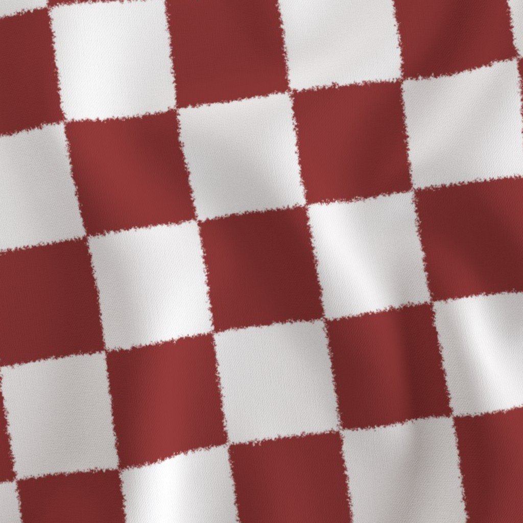 Tumble Edged Brick Red and White Checkerboard Squares