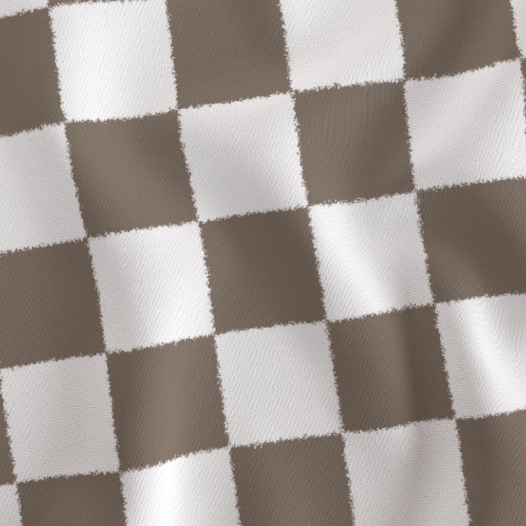 Fabric in Tumble Edged Tan and White Checkerboard Squares Fabric