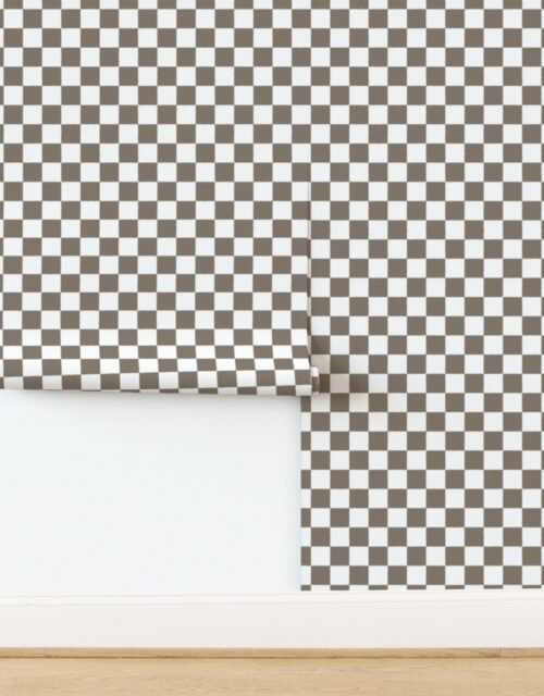 Tumble Edged Tan and White Checkerboard Squares Wallpaper