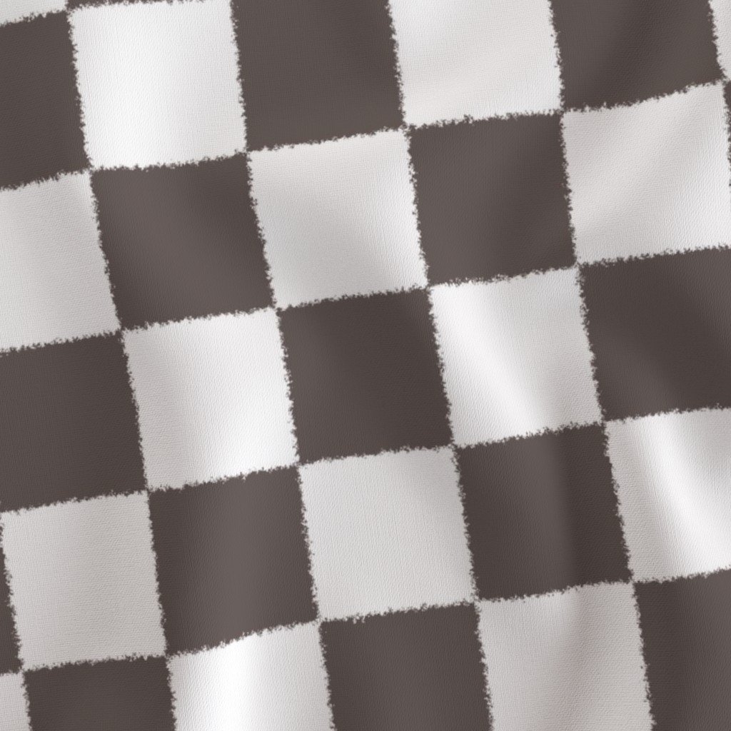 Tumble Edged Taupe Brown and White Checkerboard Squares