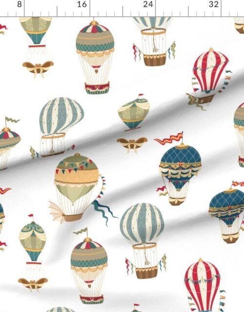 Small Festooned Hot Air Balloons on White
