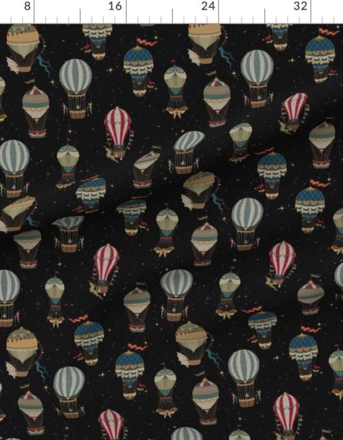 Small Vintage Ornamental Winged Hot Air Helium Balloons Bright Blue Starry