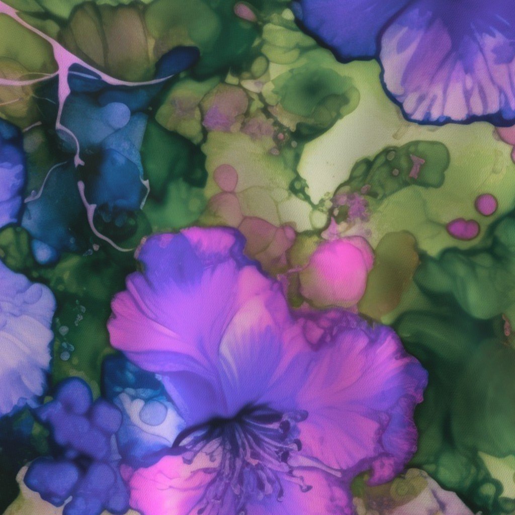 Hawaiian Alcohol InkHibiscus Print in Pink Lilac