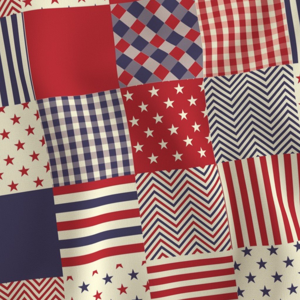 Faded Antique USA Mini Flag Patchwork Quilt Squares