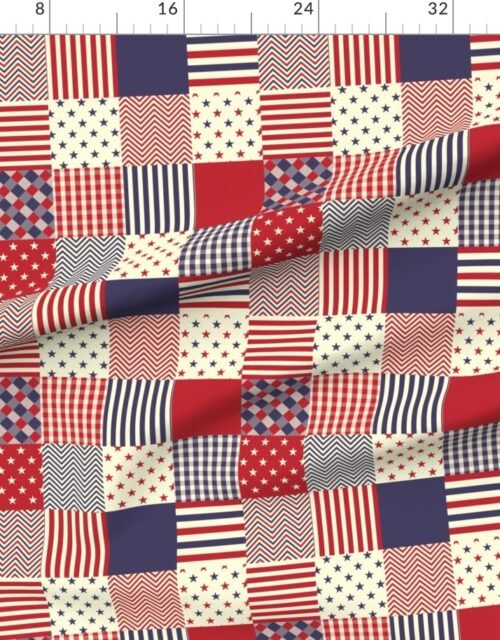 Faded Antique USA Mini Flag Patchwork Quilt Squares