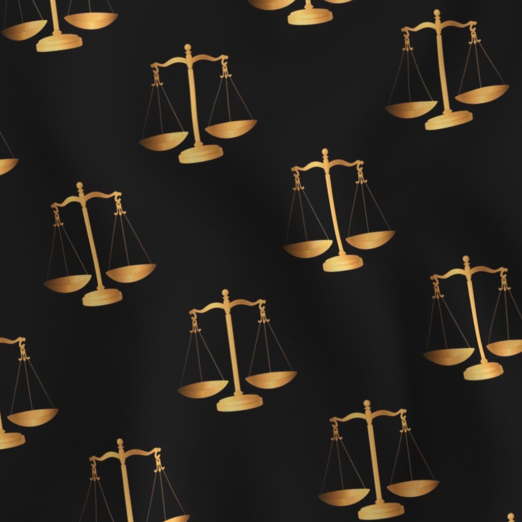 Yellow Gold Scales Of Justice on Black Repeat