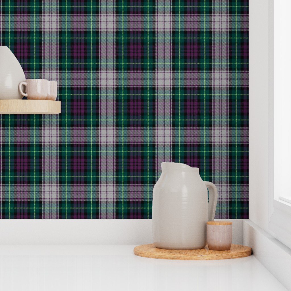 Teal Gray Purple Black Scottish Highland Christmas Winter Woolies Wallpaper