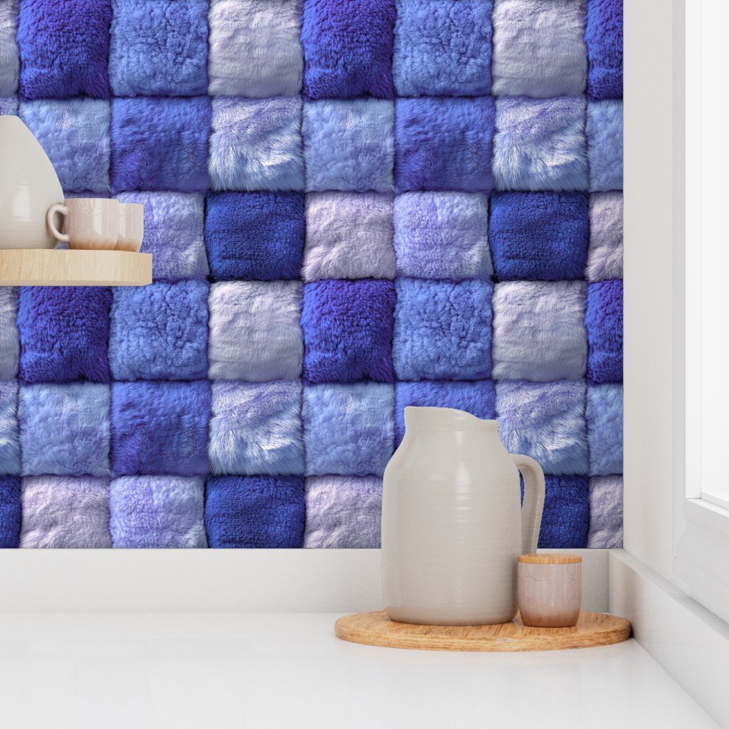 Large Lavender Purple Faux Fur Patchwork Fabric – Luxurious Plush Texture Wallpaper