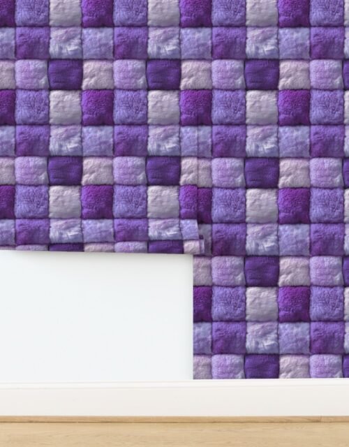 Large Violet Faux Fur Patchwork Fabric - Luxurious Plush Texture Wallpaper
